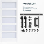 EaseLife Glass Barn Door with Sliding Door Hardware Kit Included & Handle,Solid LVL Wood Covered with Water-Proof & Scratch-Resistant PVC Surface,DIY Assembly,5-Panel Glass,White