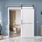 EaseLife Sliding Barn Door with Barn Door Hardware Track Kit Included,Solid LVL Wood Slab Covered with Water-Proof & Scratch-Resistant PVC Surface,DIY Assembly,Easy Install,White, H-Frame