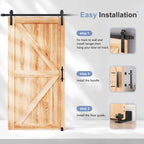 EaseLife Sliding Barn Door Hardware Track Kit with 12'' Handle & Floor Guide