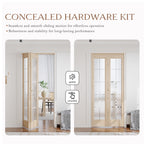 Solid Wood Glass Unfinished Bi-Fold Door With Installation Hardware Kit