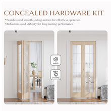 Load image into Gallery viewer, Solid Wood Glass Unfinished Bi-Fold Door With Installation Hardware Kit