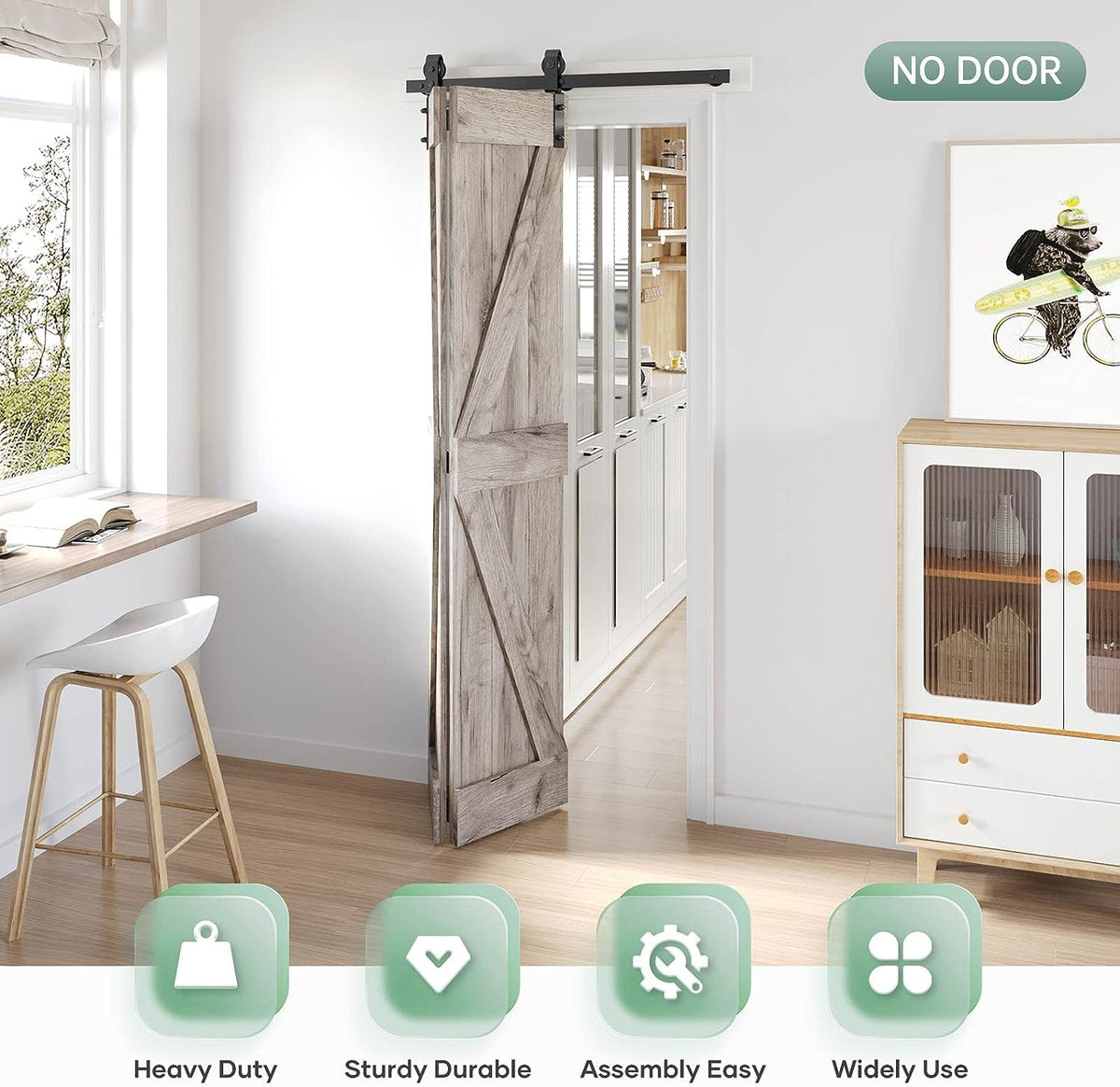 Bifold Sliding Barn Door Hardware Track Kit,Side Mounted Black Roller,Smoothly and Quietly,Assembly Easy (Door Not Included)