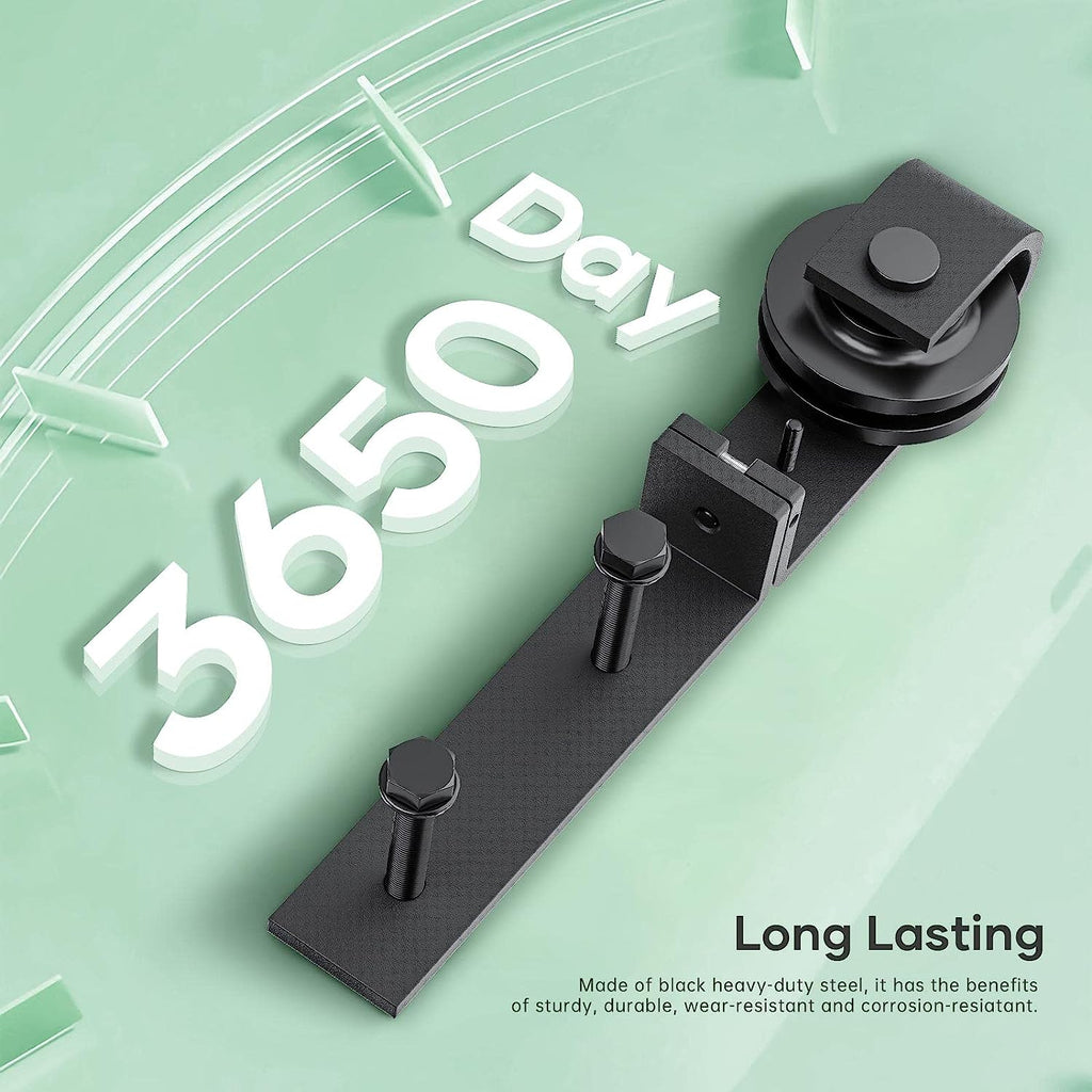 Bifold Sliding Barn Door Hardware Track Kit,Side Mounted Black Roller,Smoothly and Quietly,Assembly Easy (Door Not Included)