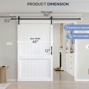 White Barn Door with Sliding Door Hardware Track Kit Included,Solid MDF Wood Slab Covered with Water-Proof & Scratch-Resistant PVC Surface,DIY Assembly,Easy Install,H-Frame