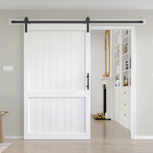 Load image into Gallery viewer, White Barn Door with Sliding Door Hardware Track Kit Included,Solid MDF Wood Slab Covered with Water-Proof &amp; Scratch-Resistant PVC Surface,DIY Assembly,Easy Install,H-Frame
