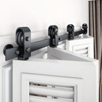 Bi-fold Sliding Barn Door Hardware,Top Mount Installation,Heavy Duty Roller,Smoothly and Quietly,Black(Door Not Included)