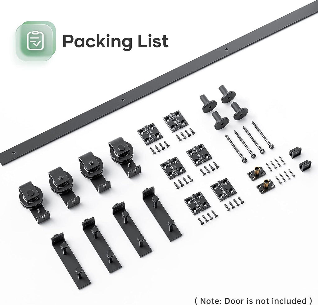 Bifold Sliding Barn Door Hardware Track Kit,Side Mounted Black Roller,Smoothly and Quietly,Assembly Easy (Door Not Included)