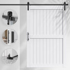 EaseLife Sliding Barn Door with Barn Door Hardware Track Kit Included,Solid LVL Wood Slab Covered with Water-Proof & Scratch-Resistant PVC Surface,DIY Assembly,Easy Install,White, H-Frame
