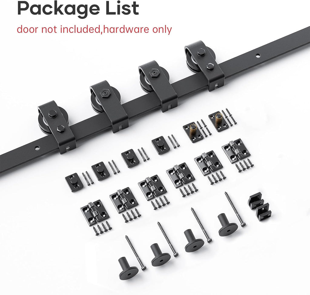 Bi-fold Sliding Barn Door Hardware,Top Mount Installation,Heavy Duty Roller,Smoothly and Quietly,Black(Door Not Included)