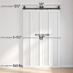 Bi-fold Sliding Barn Door Hardware,Top Mount Installation,Heavy Duty Roller,Smoothly and Quietly,Black(Door Not Included)