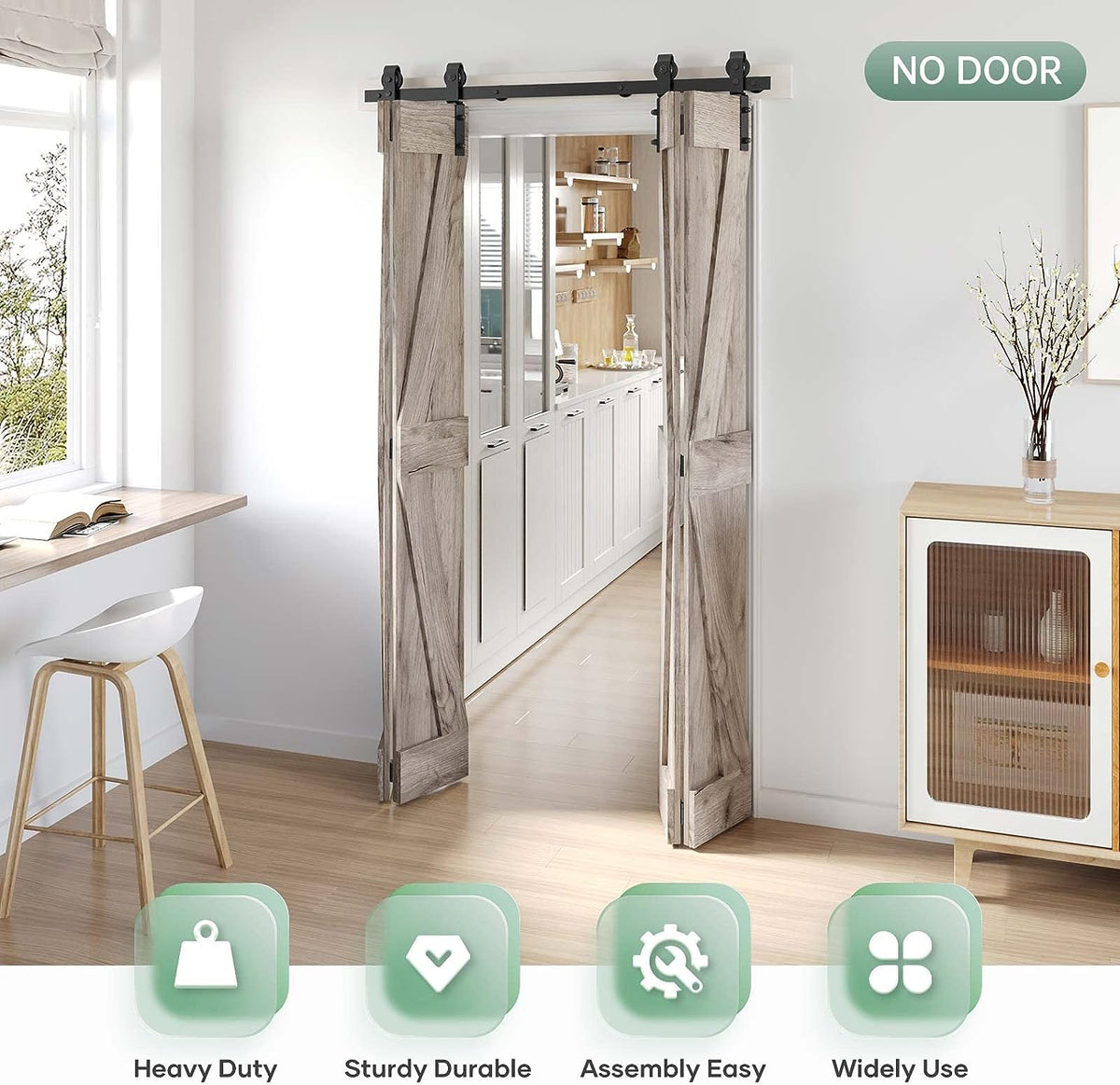 Bifold Sliding Barn Door Hardware Track Kit,Side Mounted Black Roller,Smoothly and Quietly,Assembly Easy (Door Not Included)