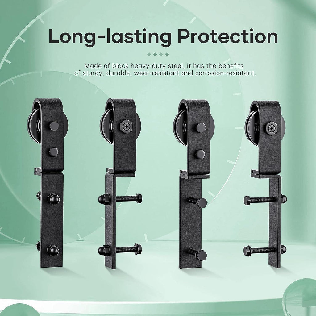 Bifold Sliding Barn Door Hardware Track Kit,Side Mounted Black Roller,Smoothly and Quietly,Assembly Easy (Door Not Included)
