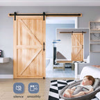 EaseLife Sliding Barn Door Hardware Track Kit with 12'' Handle & Floor Guide