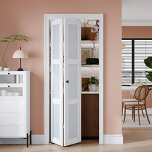 Load image into Gallery viewer, EaseLife Preassembled Bi-Fold Doors, for 30&quot;x 80&quot; Opening,Tempered Frosted Glass Closet Folding Barn Door with Concealed Hardware Kit,MDF Wood Panel,Water-Proof PVC Surface,Easy Installation