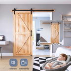 EaseLife Sliding Barn Door Hardware Track Kit with 12'' Handle & Floor Guide