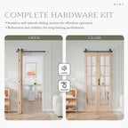 Easelife 42in x 84in(Double 21x84inch) Bifold French Glass Door,Sliding Folding Barn Doors with 3.8FT Hardware Track kit Included,Preassembled,Easy Install
