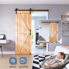 EaseLife Sliding Barn Door Hardware Track Kit with 12'' Handle & Floor Guide