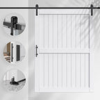 EaseLife Sliding Barn Door with Barn Door Hardware Track Kit Included,Solid LVL Wood Slab Covered with Water-Proof & Scratch-Resistant PVC Surface,DIY Assembly,Easy Install,White, H-Frame