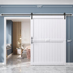 EaseLife Sliding Barn Door with Barn Door Hardware Track Kit Included,Solid LVL Wood Slab Covered with Water-Proof & Scratch-Resistant PVC Surface,DIY Assembly,Easy Install,White, H-Frame