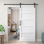 White Barn Door with Sliding Door Hardware Kit Included & Handle,Solid PVC Surface,DIY Assembly,5-Panel