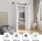 Bi-fold Sliding Barn Door Hardware,Top Mount Installation,Heavy Duty Roller,Smoothly and Quietly,Black(Door Not Included)