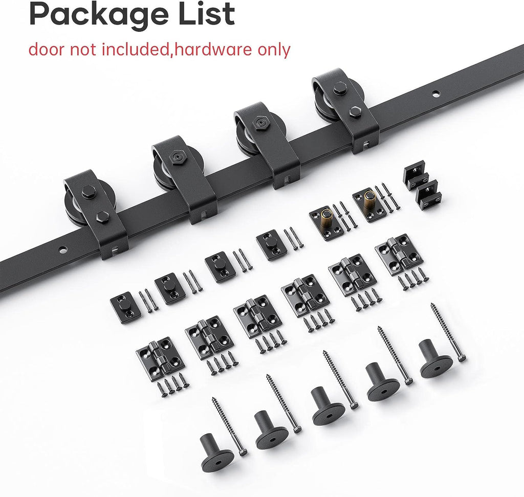 Bi-fold Sliding Barn Door Hardware,Top Mount Installation,Heavy Duty Roller,Smoothly and Quietly,Black(Door Not Included)