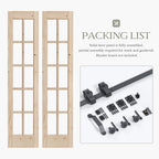 Easelife 42in x 84in(Double 21x84inch) Bifold French Glass Door,Sliding Folding Barn Doors with 3.8FT Hardware Track kit Included,Preassembled,Easy Install