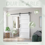 White Barn Door with Sliding Door Hardware Kit Included & Handle,Solid PVC Surface,DIY Assembly,5-Panel
