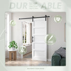 White Barn Door with Sliding Door Hardware Kit Included & Handle,Solid PVC Surface,DIY Assembly,5-Panel