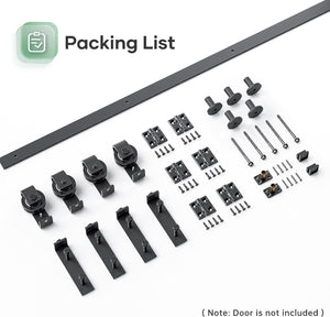 Bifold Sliding Barn Door Hardware Track Kit,Side Mounted Black Roller,Smoothly and Quietly,Assembly Easy (Door Not Included)