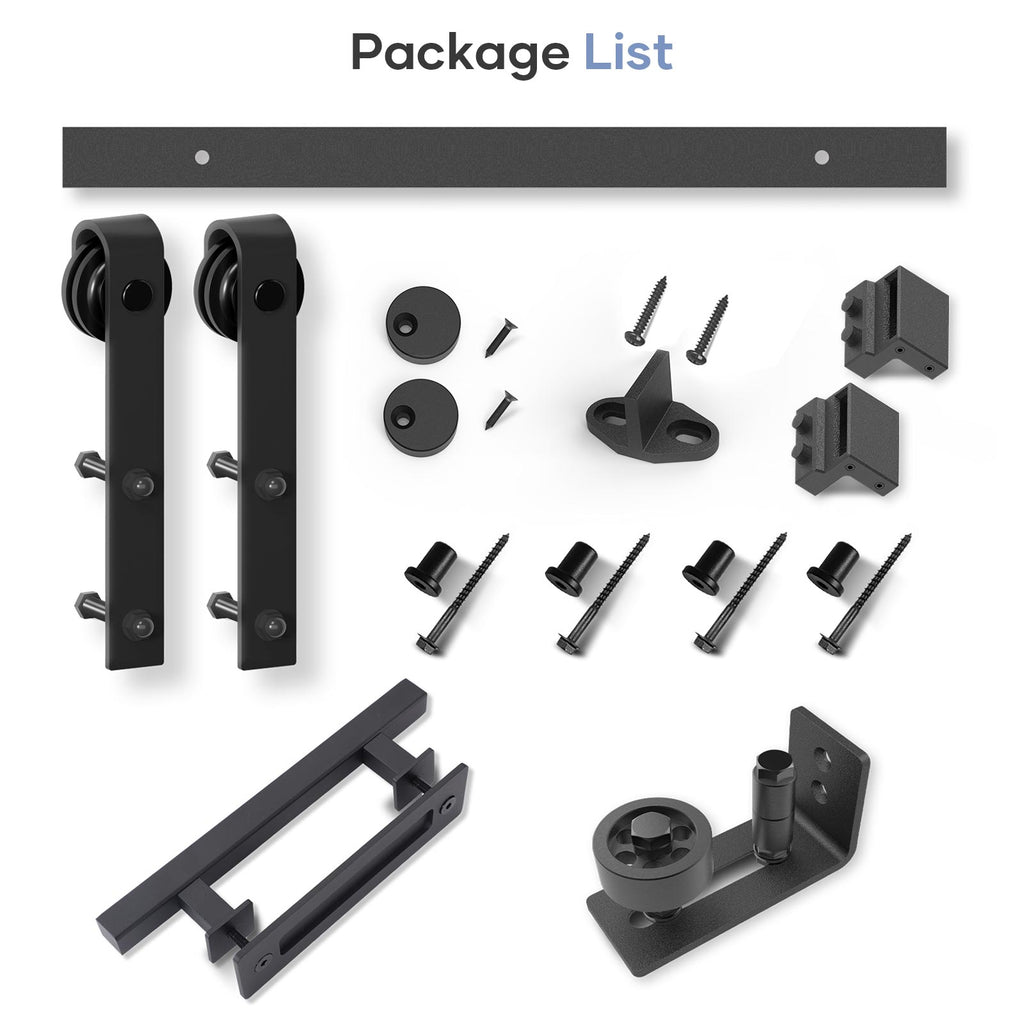 EaseLife Sliding Barn Door Hardware Track Kit with 12'' Handle & Floor Guide