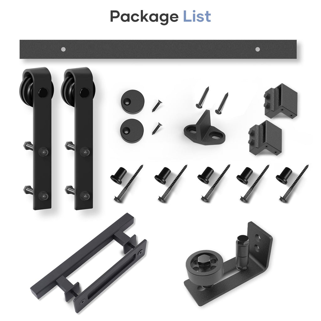 EaseLife Sliding Barn Door Hardware Track Kit with 12'' Handle & Floor Guide