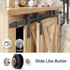 EaseLife Mini Cabinet Bypass Sliding Barn Door Hardware Track Kit,Easy Install,Slide Smoothly Quietly,Apply for Storage Window TV Stand and Other Shielding (No Cabinet)