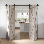 Bifold Sliding Barn Door Hardware Track Kit,Side Mounted Black Roller,Smoothly and Quietly,Assembly Easy (Door Not Included)