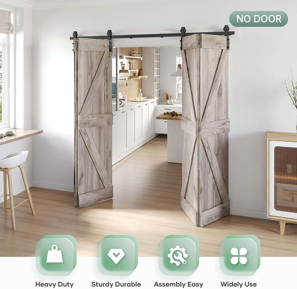 Bifold Sliding Barn Door Hardware Track Kit,Side Mounted Black Roller,Smoothly and Quietly,Assembly Easy (Door Not Included)
