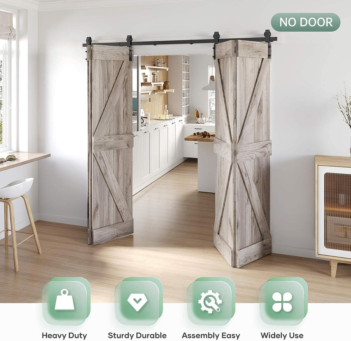Bifold Sliding Barn Door Hardware Track Kit,Side Mounted Black Roller,Smoothly and Quietly,Assembly Easy (Door Not Included)