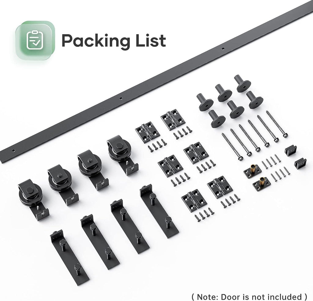 Bifold Sliding Barn Door Hardware Track Kit,Side Mounted Black Roller,Smoothly and Quietly,Assembly Easy (Door Not Included)