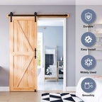 EaseLife Sliding Barn Door Hardware Track Kit with 12'' Handle & Floor Guide