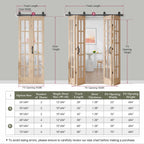 Easelife 42in x 84in(Double 21x84inch) Bifold French Glass Door,Sliding Folding Barn Doors with 3.8FT Hardware Track kit Included,Preassembled,Easy Install