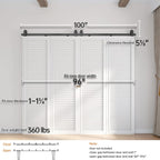 Bi-fold Sliding Barn Door Hardware,Top Mount Installation,Heavy Duty Roller,Smoothly and Quietly,Black(Door Not Included)