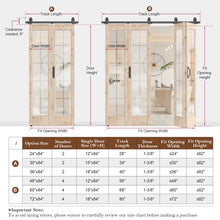 Load image into Gallery viewer, Frosted Glass Solid Wood Unfinished Bifold Barn Door With Installation Hardware Kit