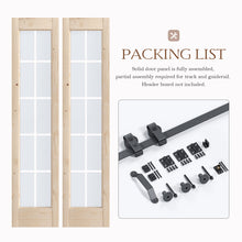 Load image into Gallery viewer, Frosted Glass Solid Wood Unfinished Bifold Barn Door With Installation Hardware Kit