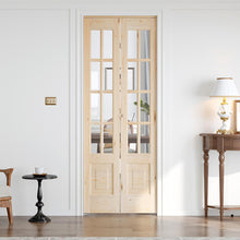 Load image into Gallery viewer, 8-Lite Glass And Solid Wood Bi-Fold Door With Installation Hardware Kit