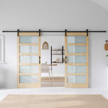 Load image into Gallery viewer, Glass Wood Double Barn Door with Installation Hardware Kit