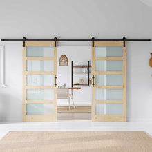 Load image into Gallery viewer, Glass Wood Double Barn Door with Installation Hardware Kit