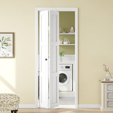 Load image into Gallery viewer, 3 Panel Manufactured Wood Bifold Sliding Barn Door With Installation Hardware Kit