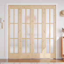Load image into Gallery viewer, Unfinished Solid Wood Glass Bi-Fold Door With Installation Hardware Kit