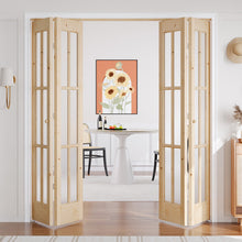 Load image into Gallery viewer, Unfinished Solid Wood Glass Bi-Fold Door With Installation Hardware Kit