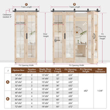 Load image into Gallery viewer, Frosted Glass Solid Wood Unfinished Bifold Barn Door With Installation Hardware Kit