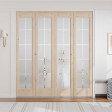 Load image into Gallery viewer, Solid Wood Glass Unfinished Bi-Fold Door With Installation Hardware Kit